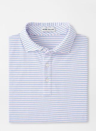 Peter Millar Mens Crown Comfort Cotton Polo Range Stripe | Color: Palmer Pink | Size: XL Product Image