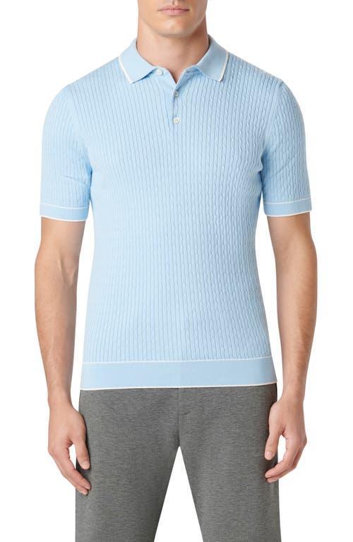 Bugatchi Tipped Rib Cable Stitch Polo Sweater Product Image