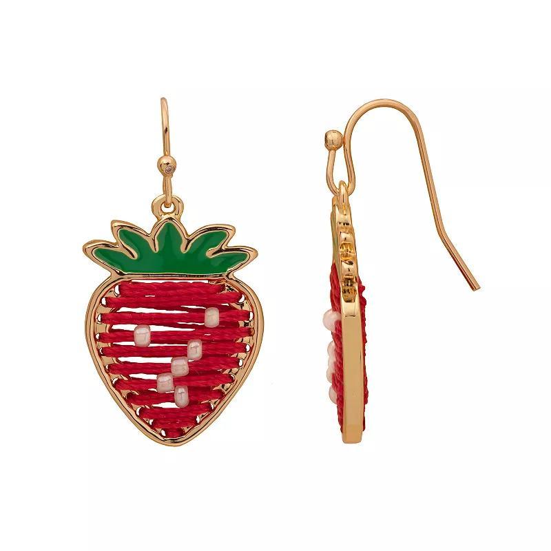 LC Lauren Conrad Gold Tone Threaded Strawberry Drop Earrings, Womens Product Image