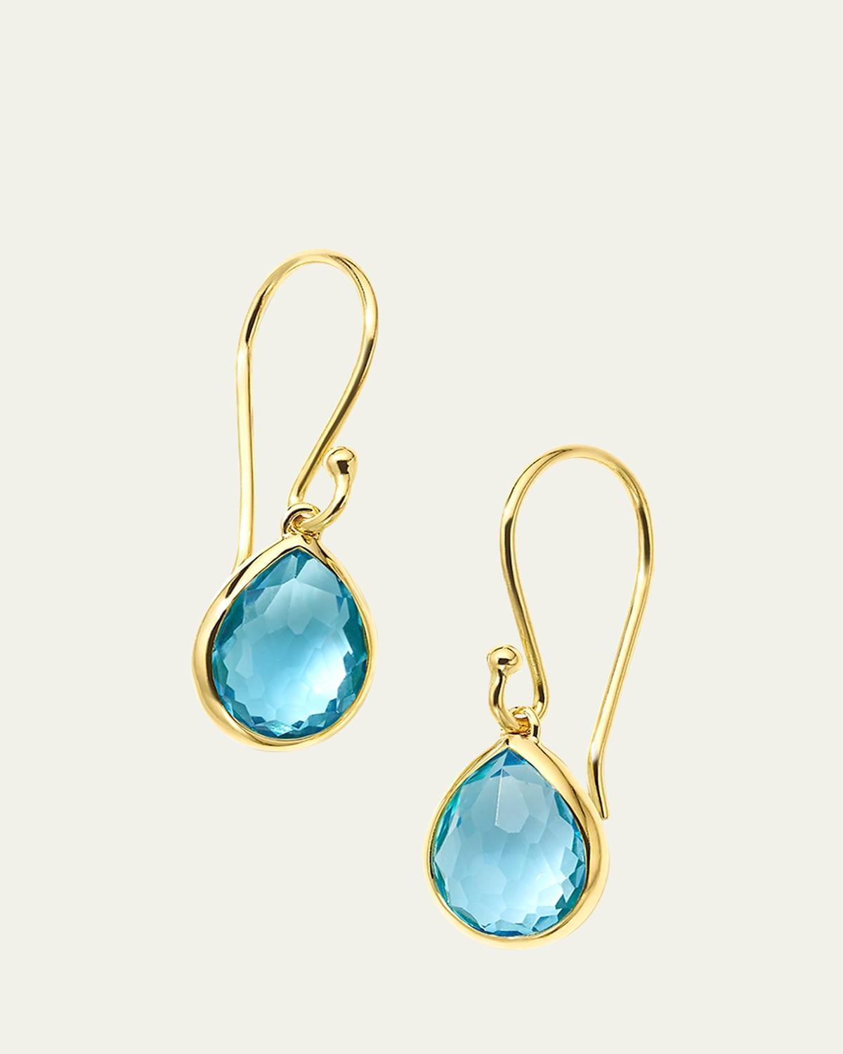 Womens Rock Candy 18K Green Gold & London-Blue-Topaz Teeny Teardrop Earrings Product Image