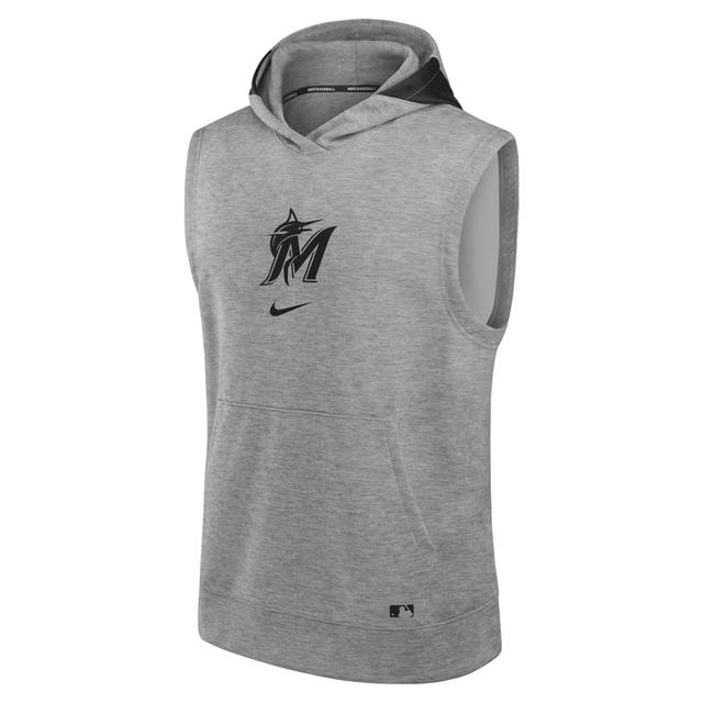 Miami Marlins Authentic Collection Early Work Mens Nike Mens Dri-FIT MLB Sleeveless Pullover Hoodie Product Image