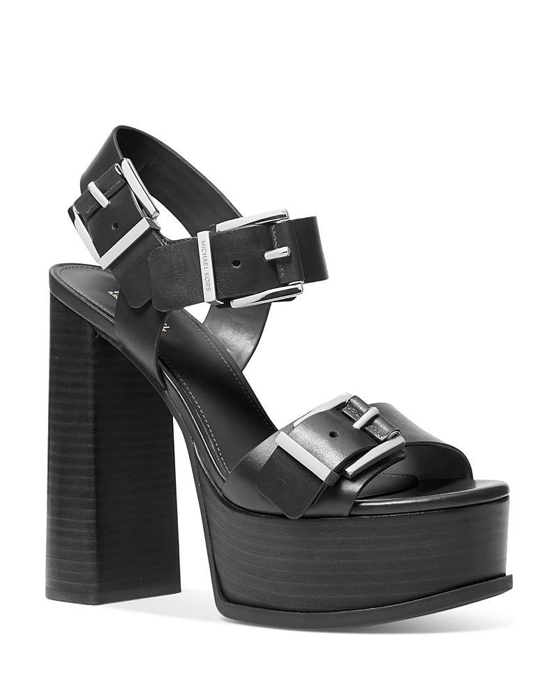 Michael Michael Kors Womens Colby Triple Buckle High Heel Platform Sandals Product Image