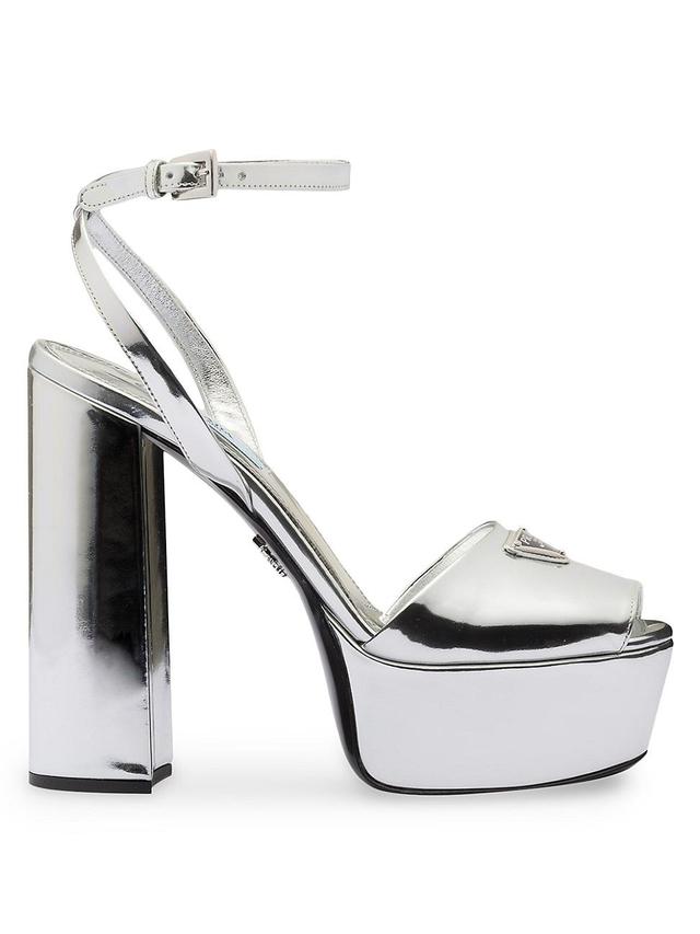 Womens Metallic Leather Platform Sandals Product Image