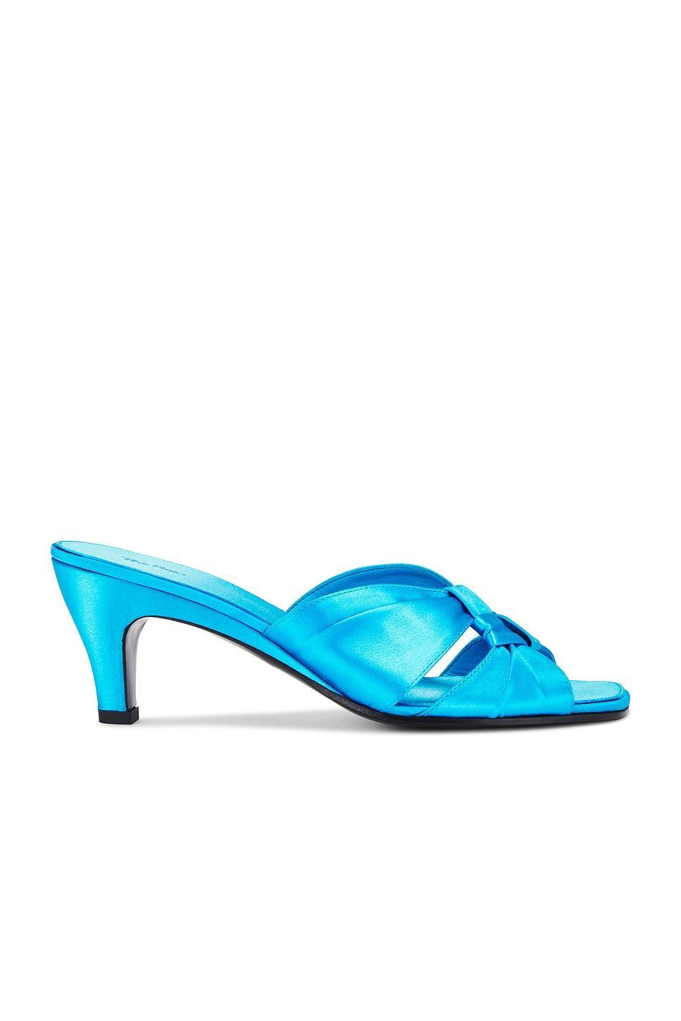 Soft Knot 65 Satin Mules In Blue Product Image