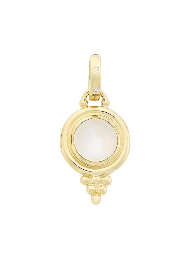 Womens Classic 18K Gold, Diamond & Blue Moonstone Temple Pendant Product Image