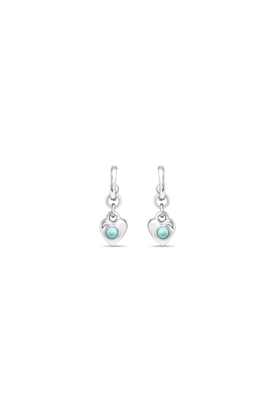 Uno de 50 "Worship" Silver Heart Earrings W/ Turquoise Product Image