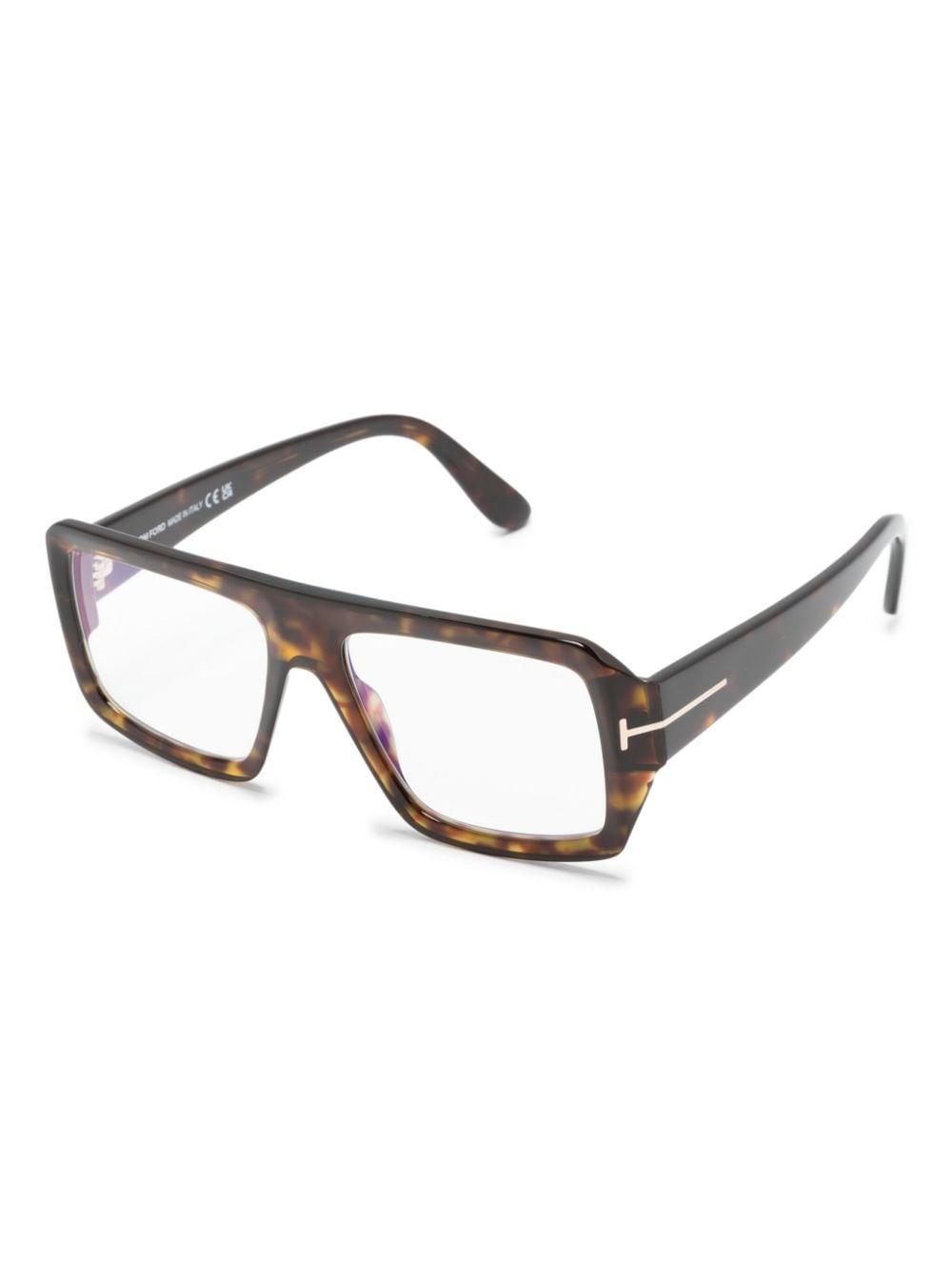 Tortoiseshell-effect Square-frame Glasses In Brown Product Image