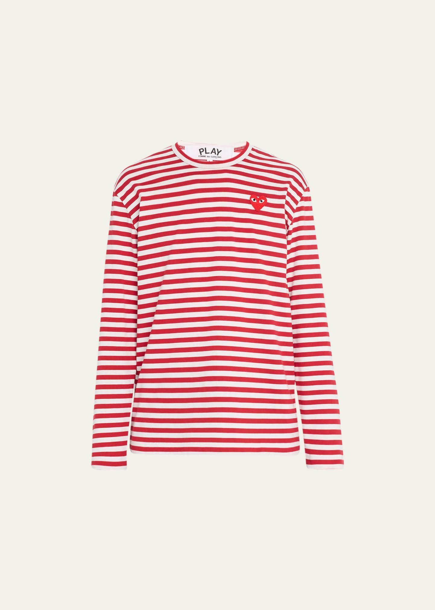 Mens Striped T-Shirt with Small Heart Product Image