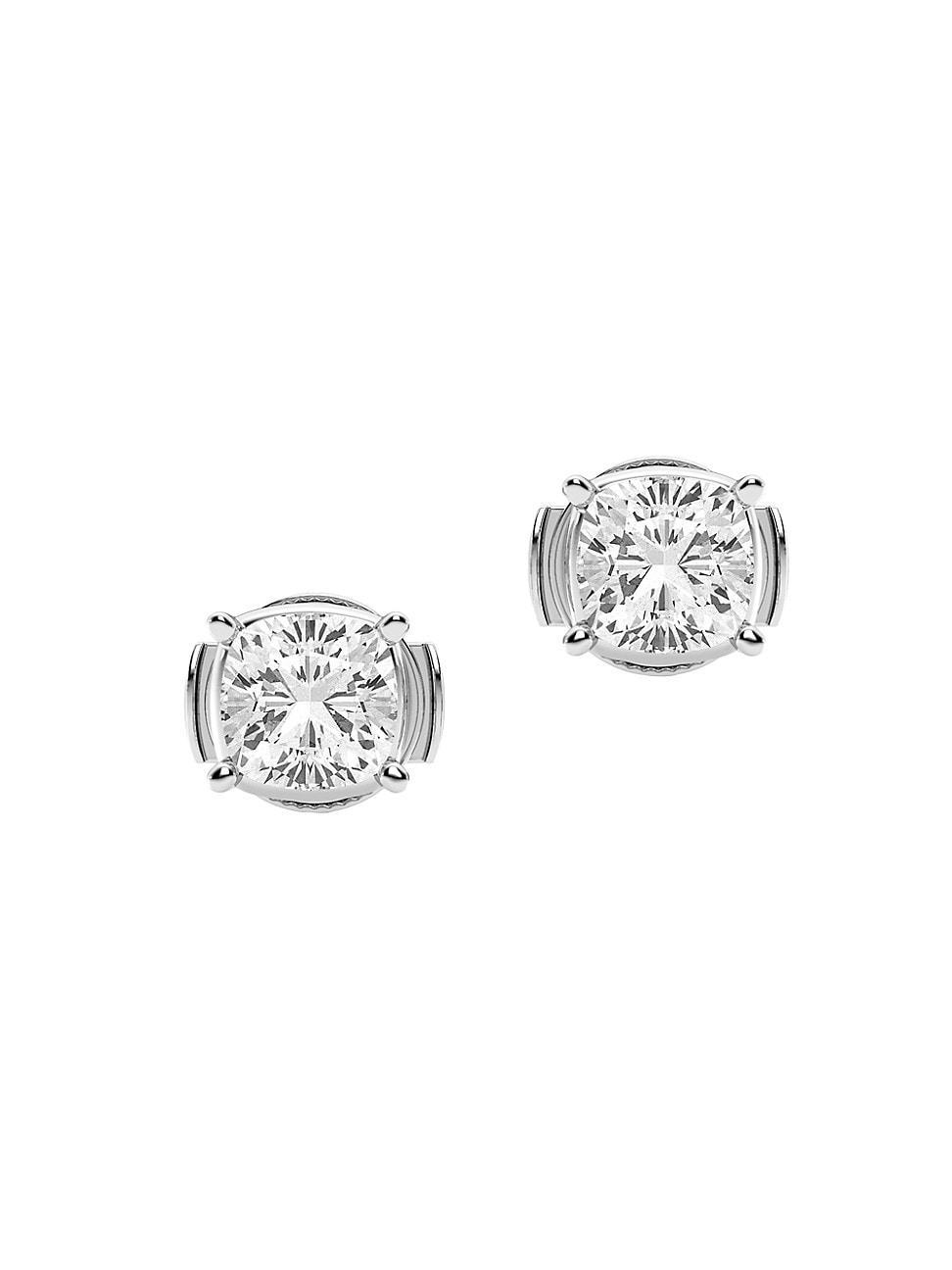 Womens 14K White Gold & 2 TCW Cushion-Cut Lab-Grown Diamond Stud Earrings Product Image