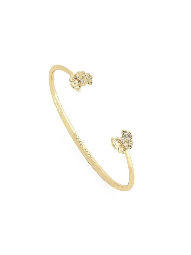 Womens Butterfly 18K-Gold-Plated & Cubic Zirconia Cuff Product Image