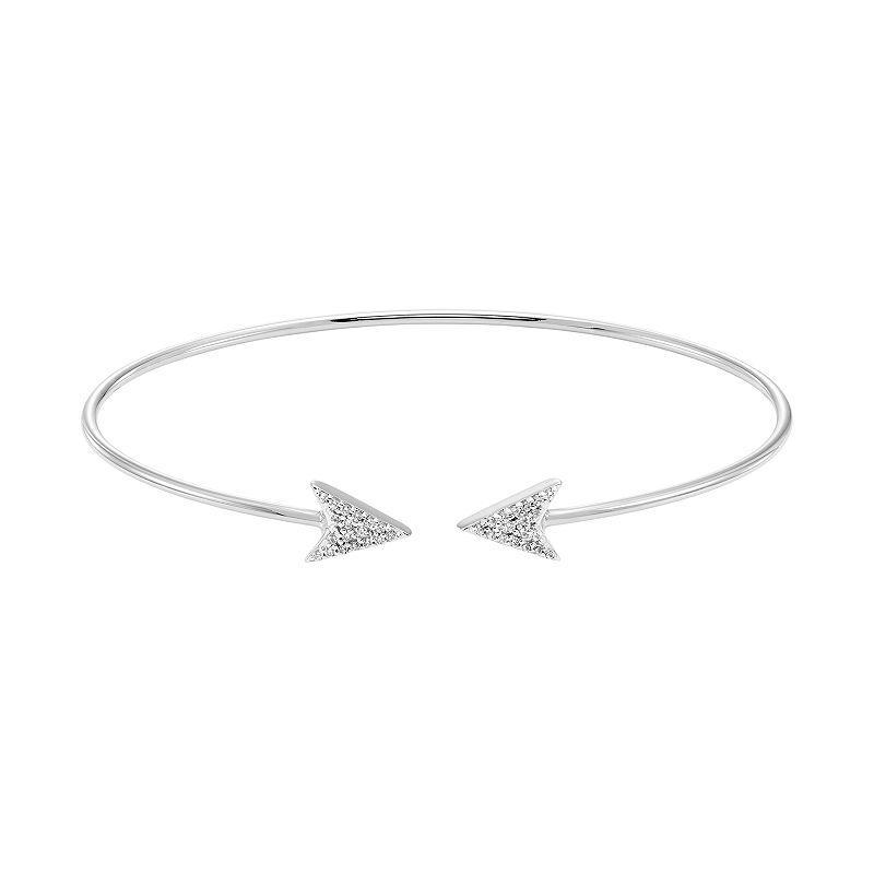 Sterling Silver 1/8 Carat T.W. Diamond Arrow Cuff Bracelet, Womens White Product Image