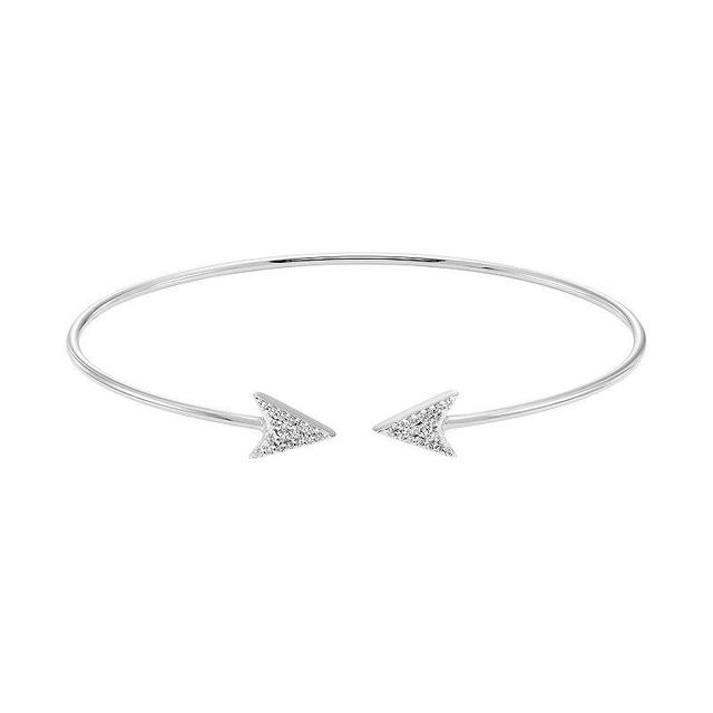 Sterling Silver 1/8 Carat T.W. Diamond Arrow Cuff Bracelet, Womens White Product Image