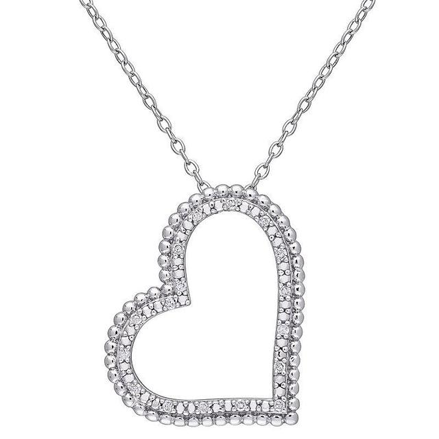 Stella Grace Sterling Silver 1/10 Carat T.W. Diamond Heart Pendant Necklace, Womens Product Image