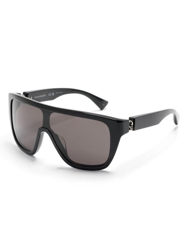 Skull-hinged Shield-frame Sunglasses In Black Product Image