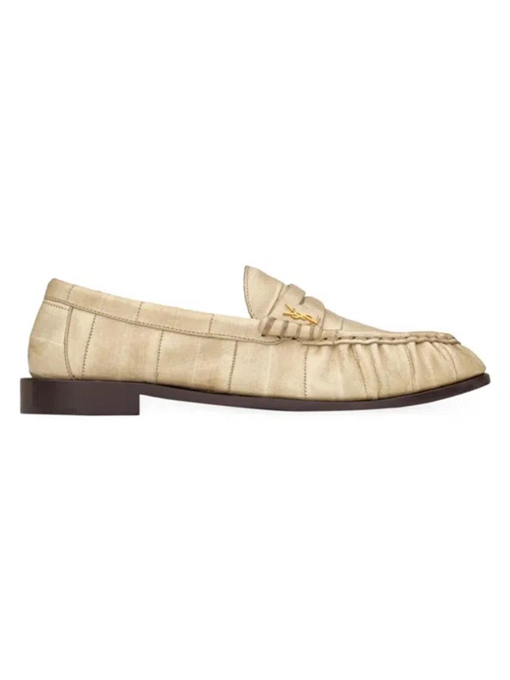 SAINT LAURENT Women's Le Loafer Penny Slippers In Eel In Ivory Product Image