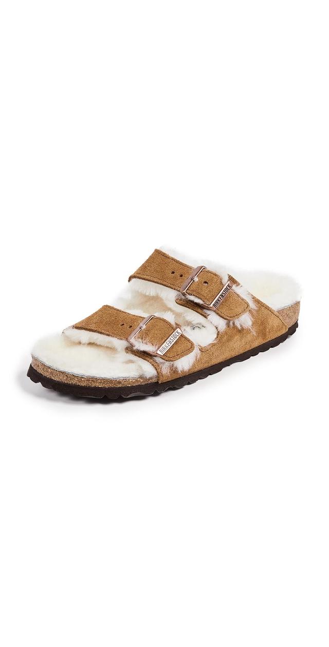 Womens Arizona Shearling & Suede Slides Product Image