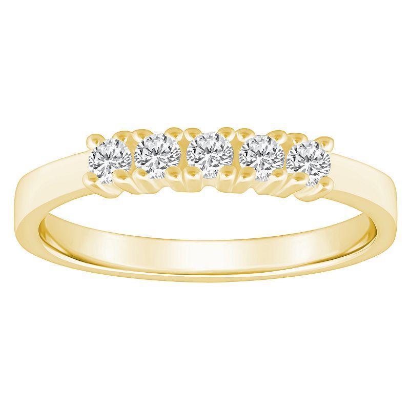 Alyson Layne 14k Gold 1/4 Carat T.W. Diamond 5-Stone Wedding Ring, Womens Yellow Product Image