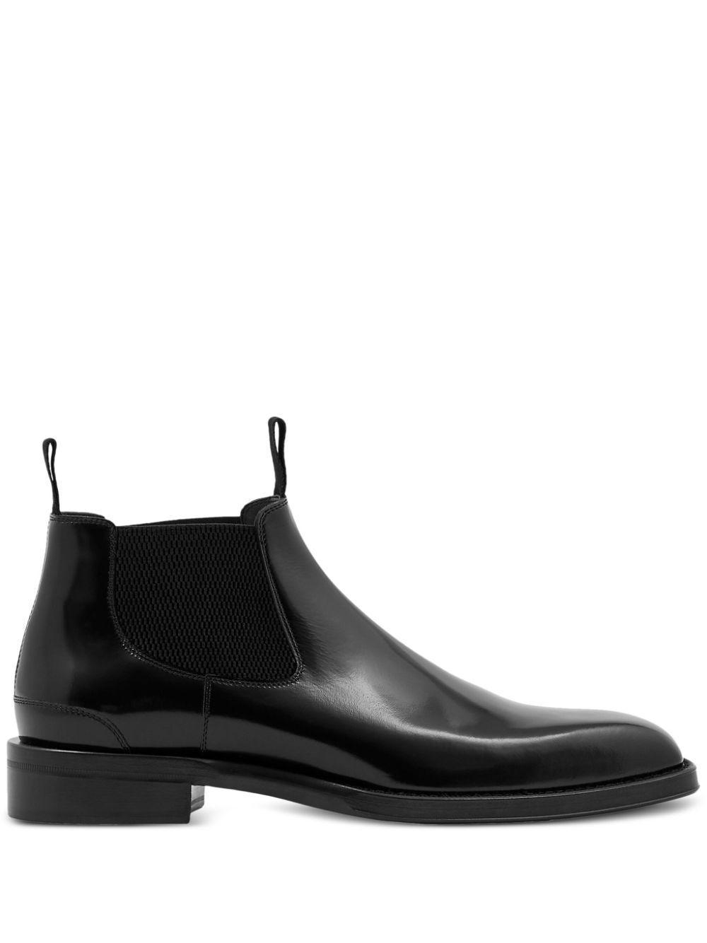 BURBERRY Square-toe Leather Chelsea Boots In Black Product Image