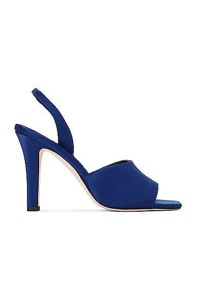 Manolo Blahnik Clotilde 105 Satin Sandal in Blue Product Image