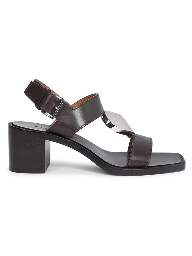 Womens 60MM Leather Block-Heel Sandals Product Image