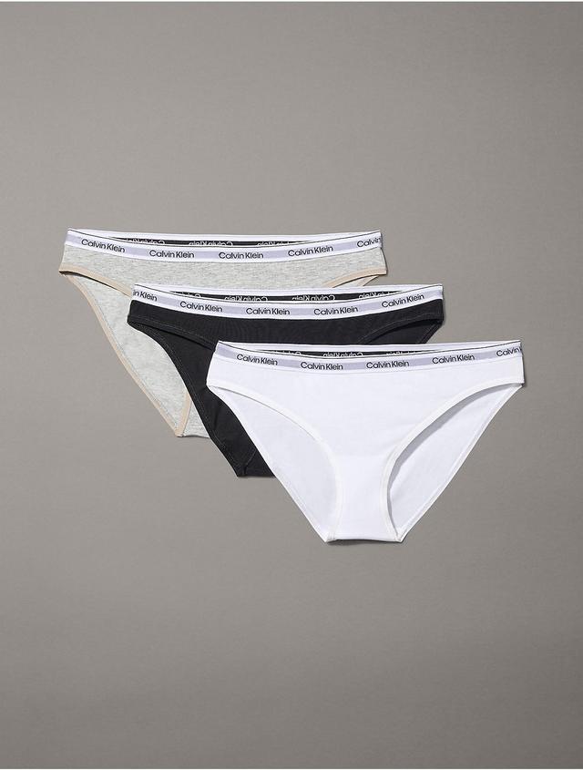 Calvin Klein Womens Modern Logo 3-Pack Bikini - Multi - L Product Image