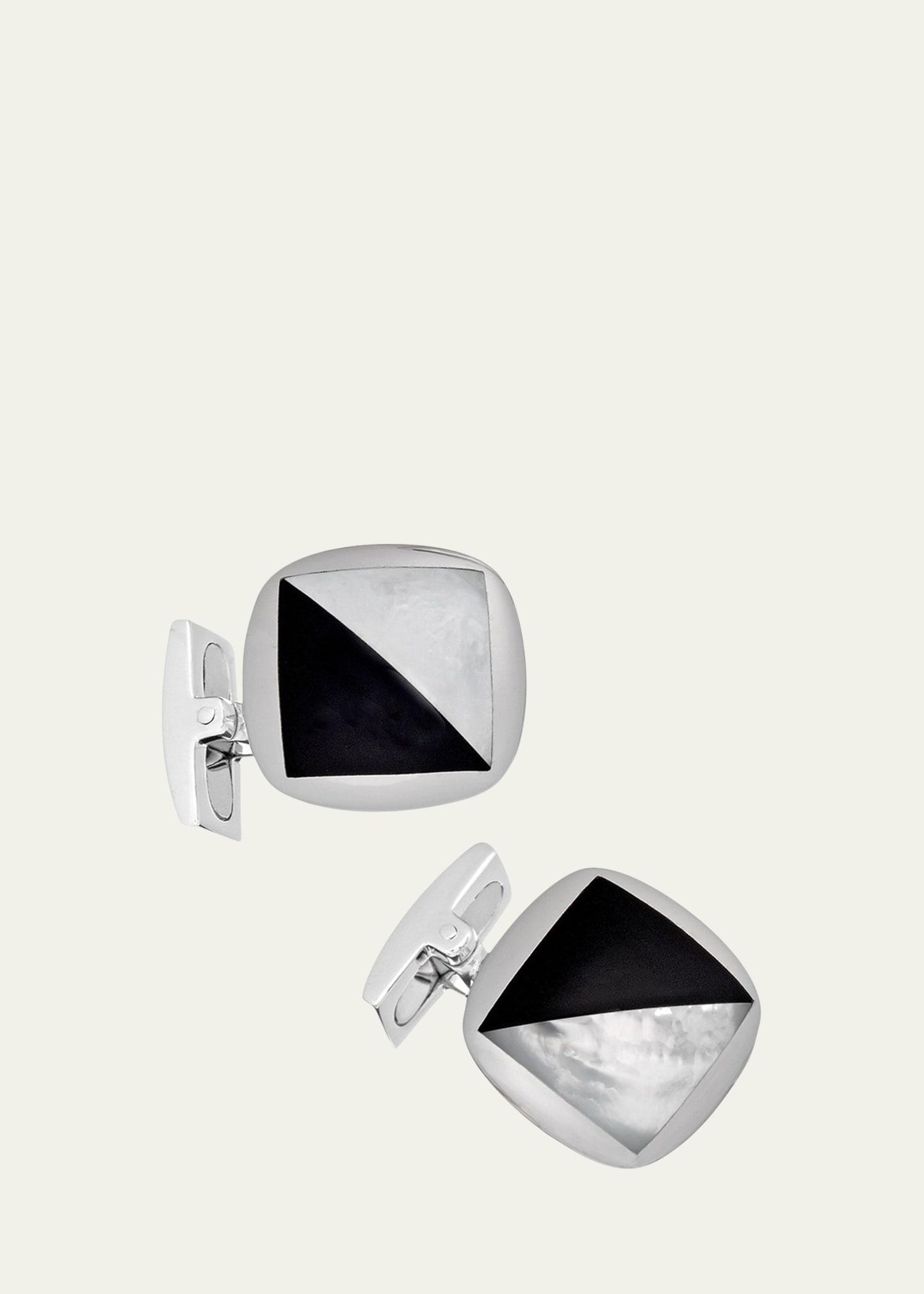 Mens Square Onyx %26 Mother-of-Pearl Cufflinks Product Image