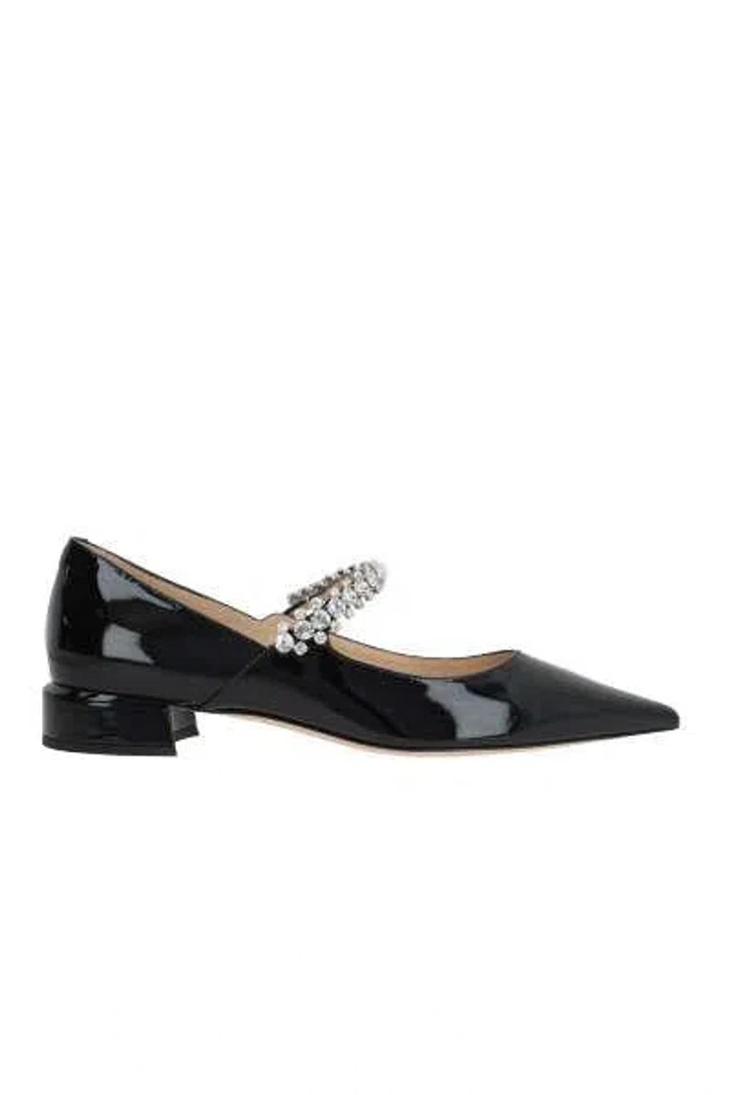 JIMMY CHOO Bing Embellished Flat Shoes In Black Product Image