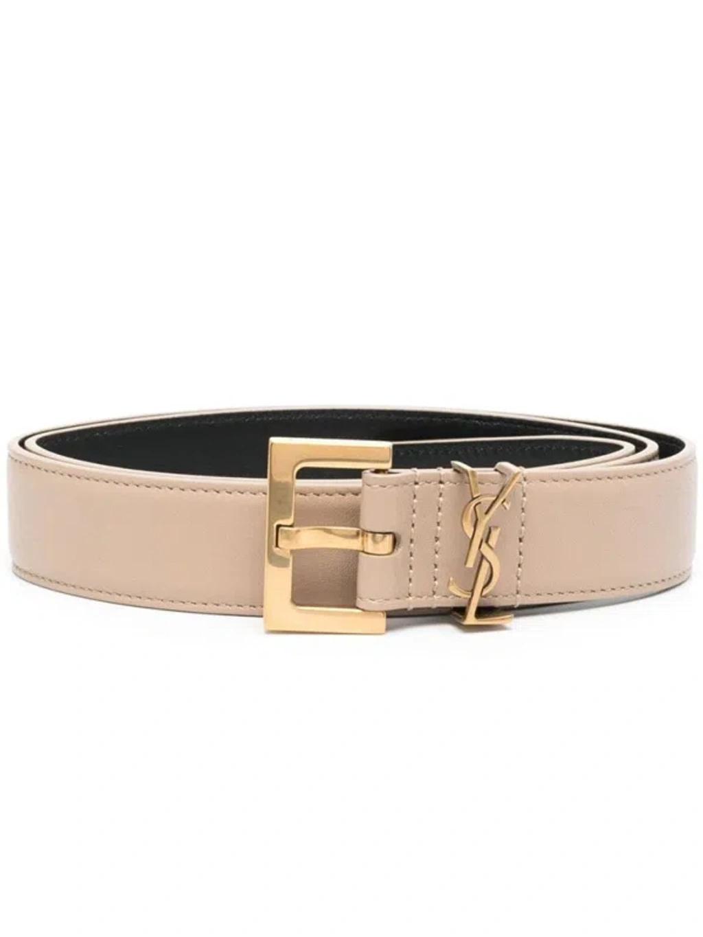 SAINT LAURENT Beige Cintura Monogram Belt Product Image