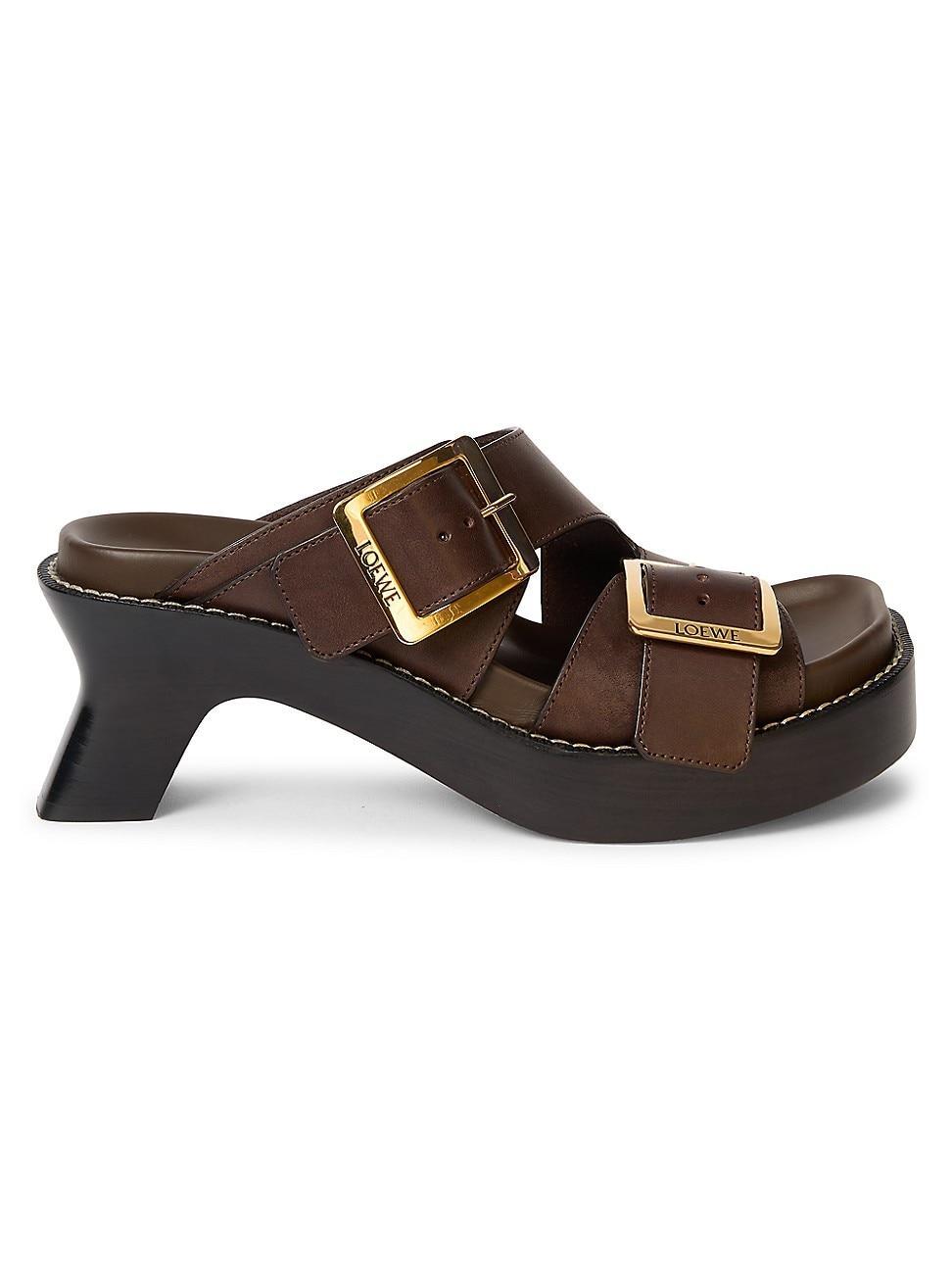 Womens Ease Heel 90MM Leather Slides Product Image