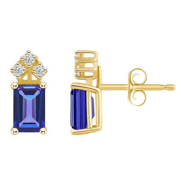 Ruby (1-3/8 ct. t.w.) & Diamond (1/8 ct. t.w.) Crown Stud Earrings in 14k Gold (Also in Emerald - Tanzanite Product Image