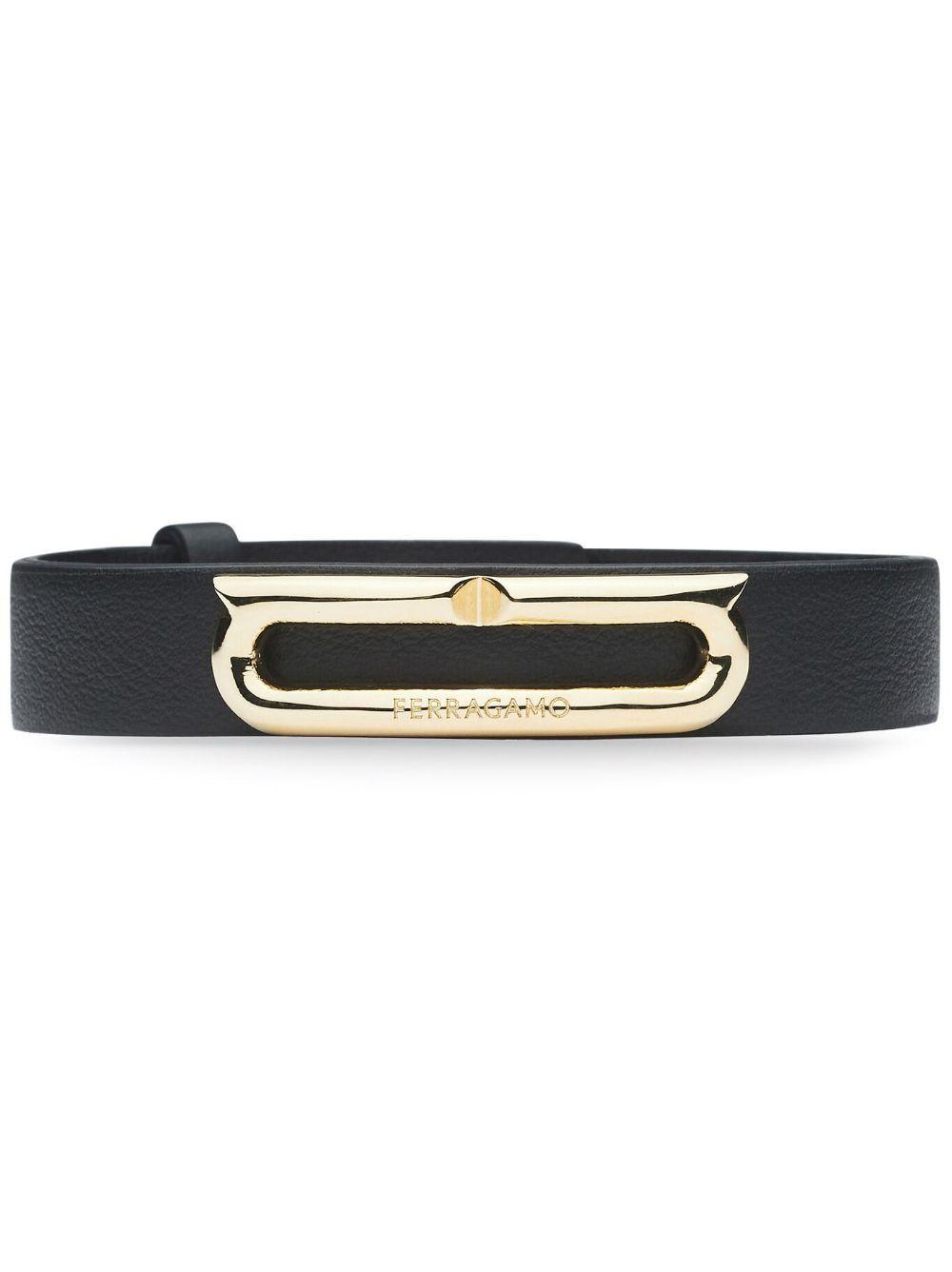 FERRAGAMO Bracelet With Gancini Accent In Black Product Image