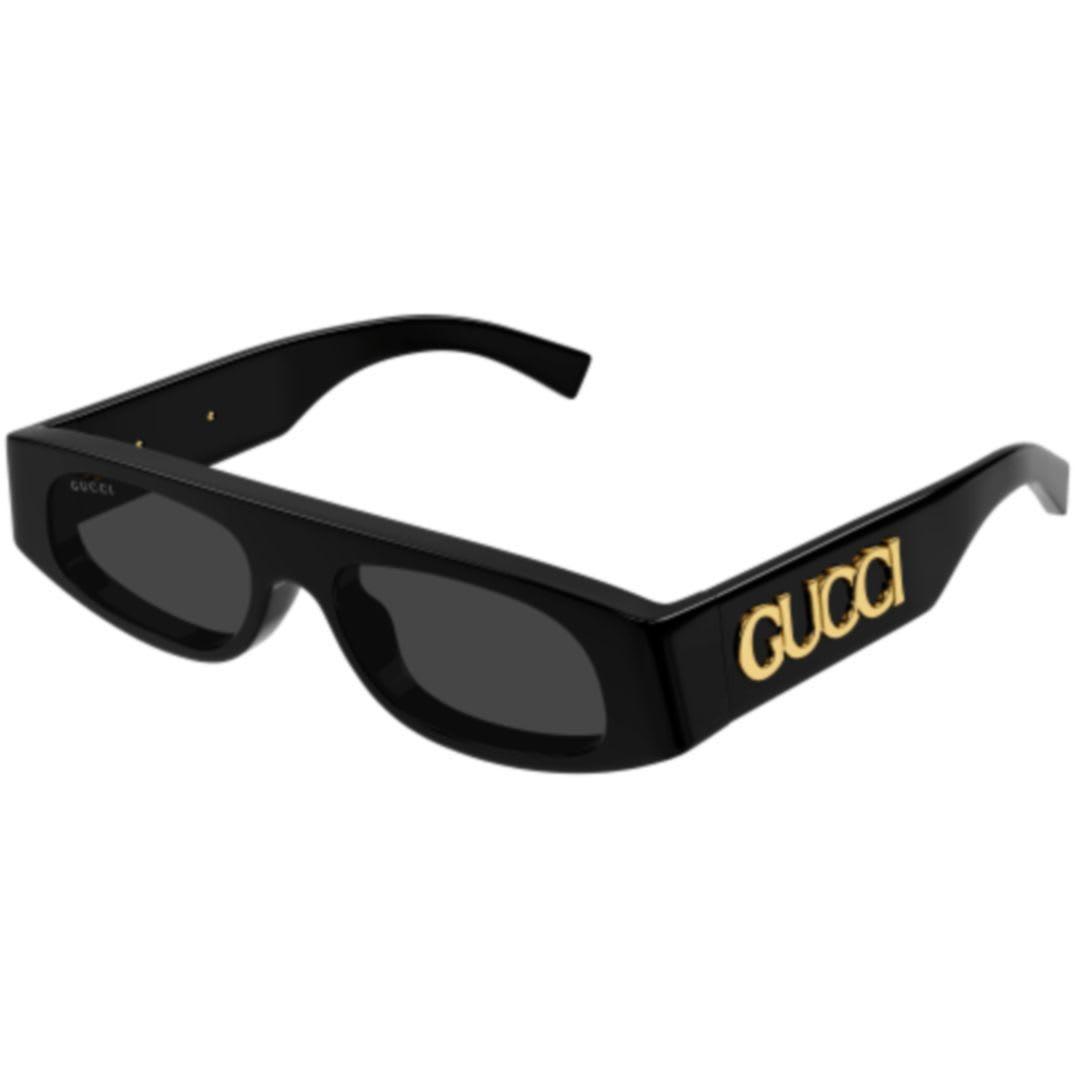 Logo Acetate Rectangle Sunglasses In Black Dark Grey Product Image