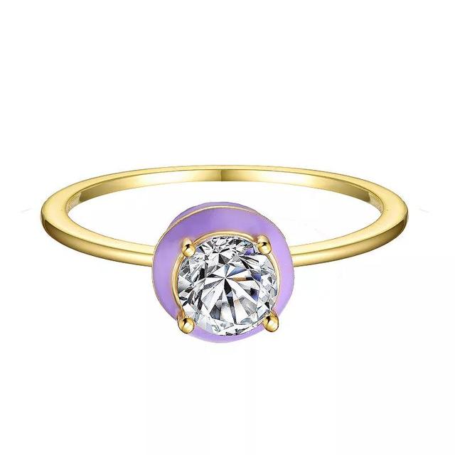 14k Gold Plated Cubic Zirconia & Enamel Bezel Stacking Ring, Womens Gold Tone Product Image