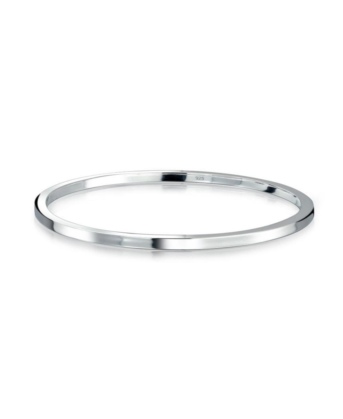 Bling Jewelry Plain Simple Strong 2MM Flat Edge Layering Stacking Shinny Sterling Silver Bangle Bracelet For Women Product Image