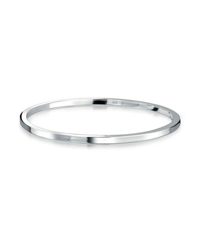 Bling Jewelry Plain Simple Strong 2MM Flat Edge Layering Stacking Shinny .925 Sterling Silver Bangle Bracelet For Women Teen Product Image