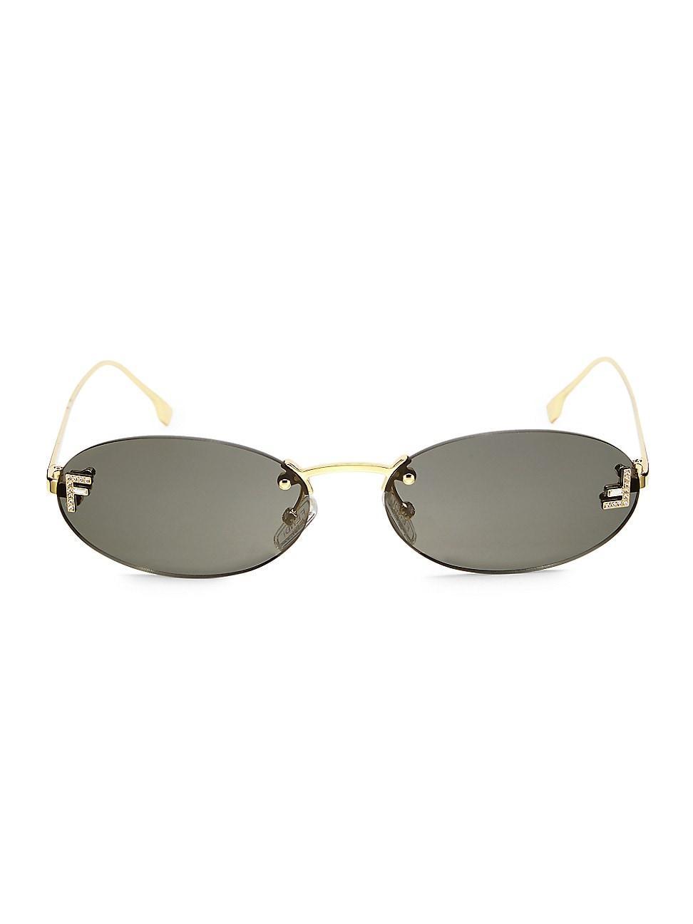 Fendi Embellished FF Oval Metal Sunglasses  - SHINY ENDURA GOLD Product Image