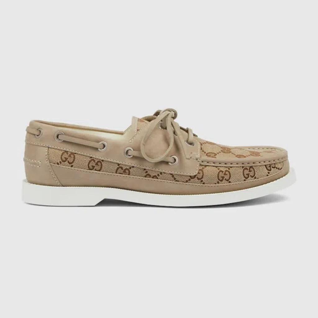 GUCCI Gg Canvas Boat Shoes In Nude & Neutrals Product Image