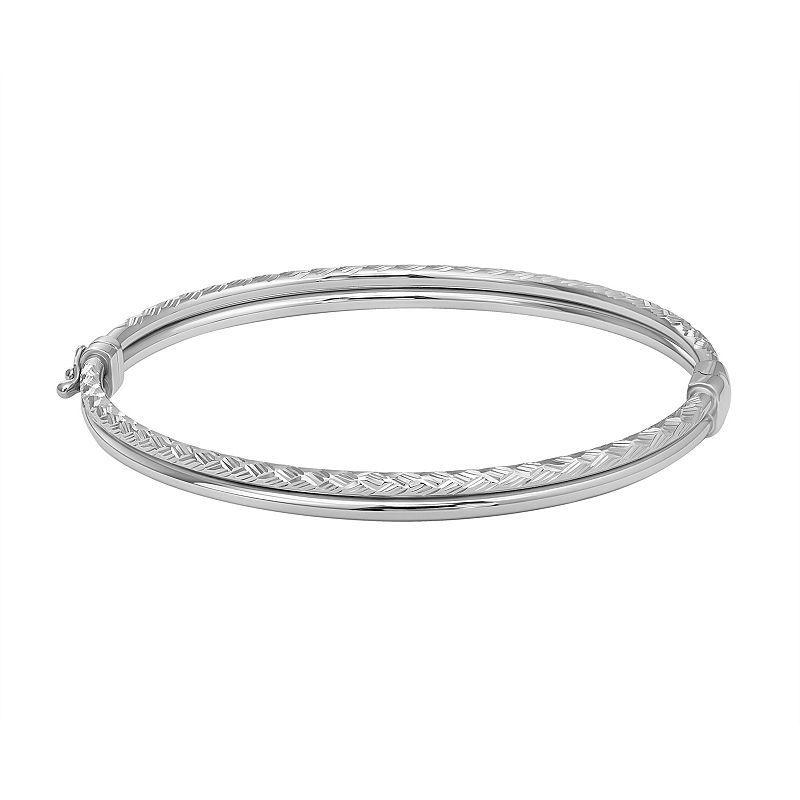 Sterling Silver Textured Bangle Bracelet, Womens Product Image