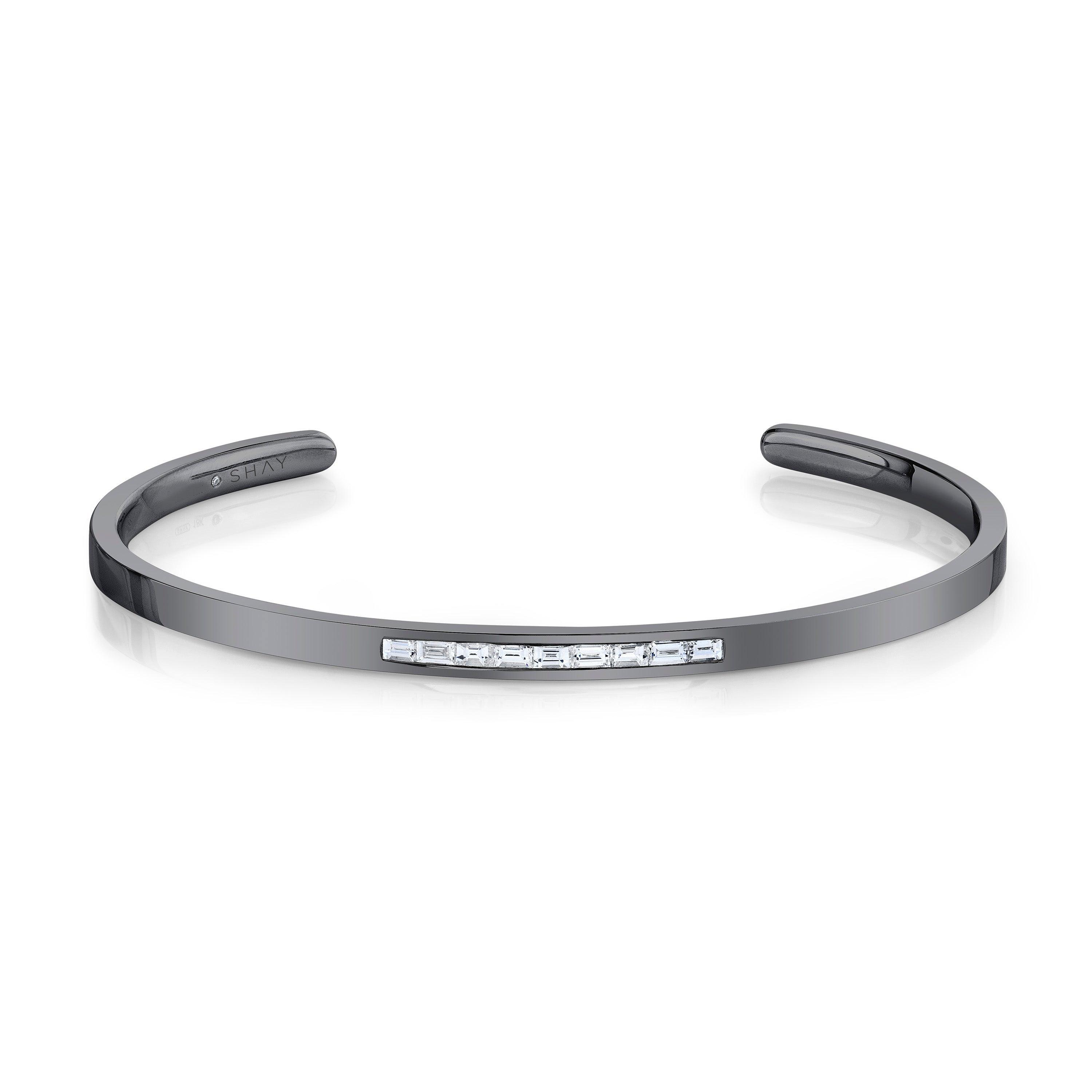 READY TO SHIP MEN'S DIAMOND BAGUETTE CENTER BANGLE Male Product Image