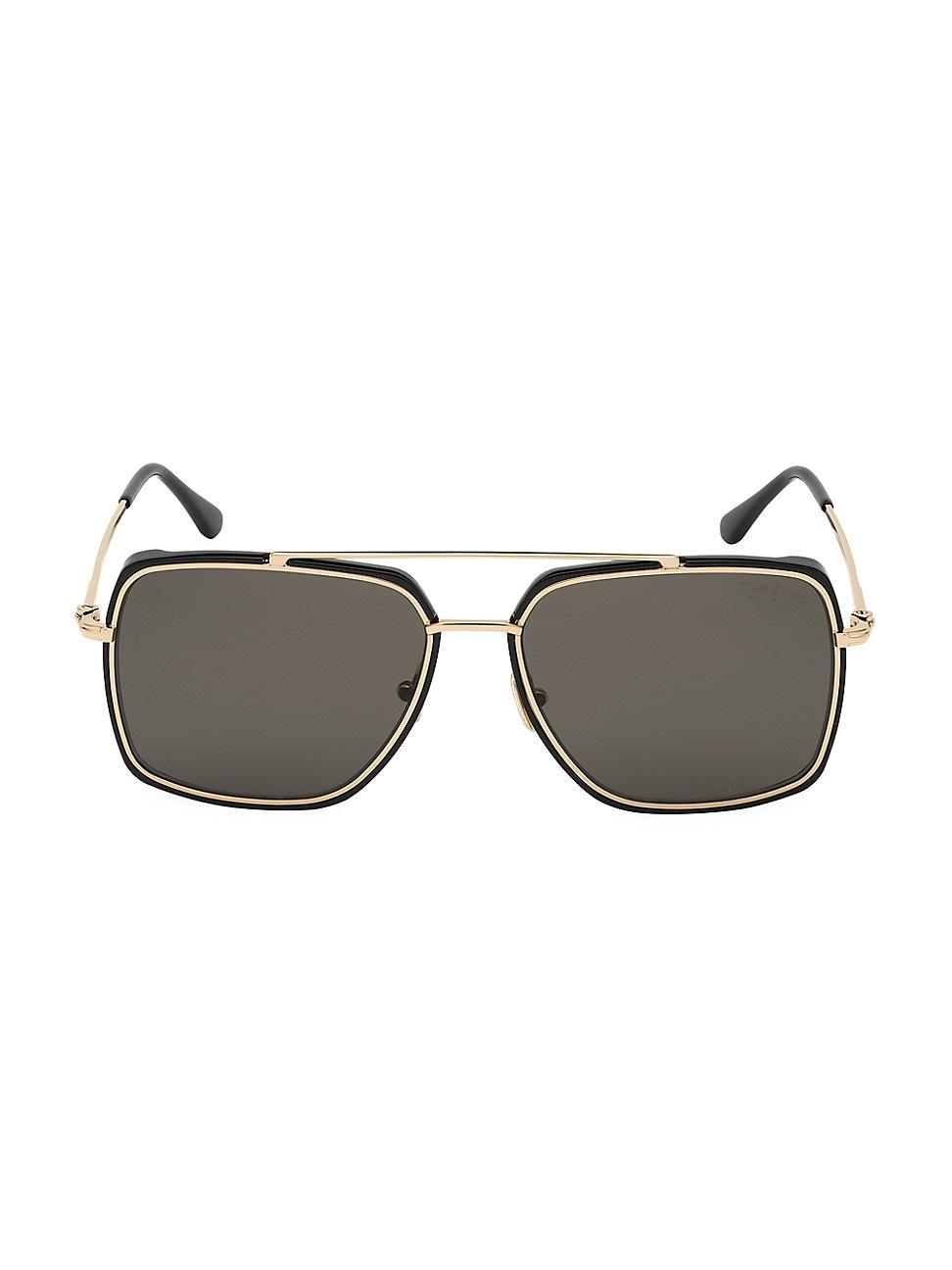 Mens 60MM Square Metal Sunglasses Product Image