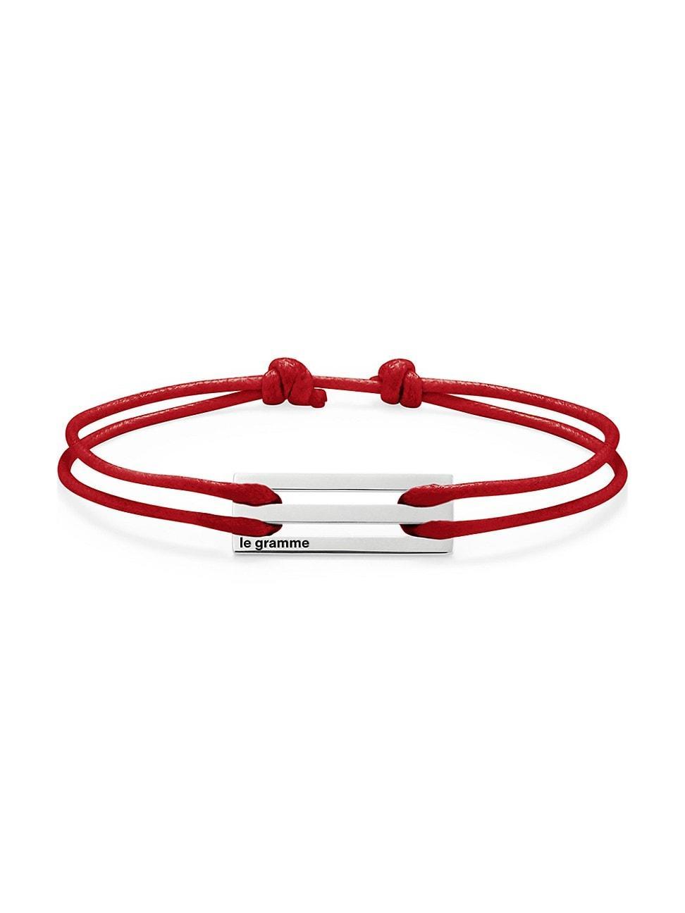 Mens 2.5G Sterling Silver & Red Cord Bracelet Product Image