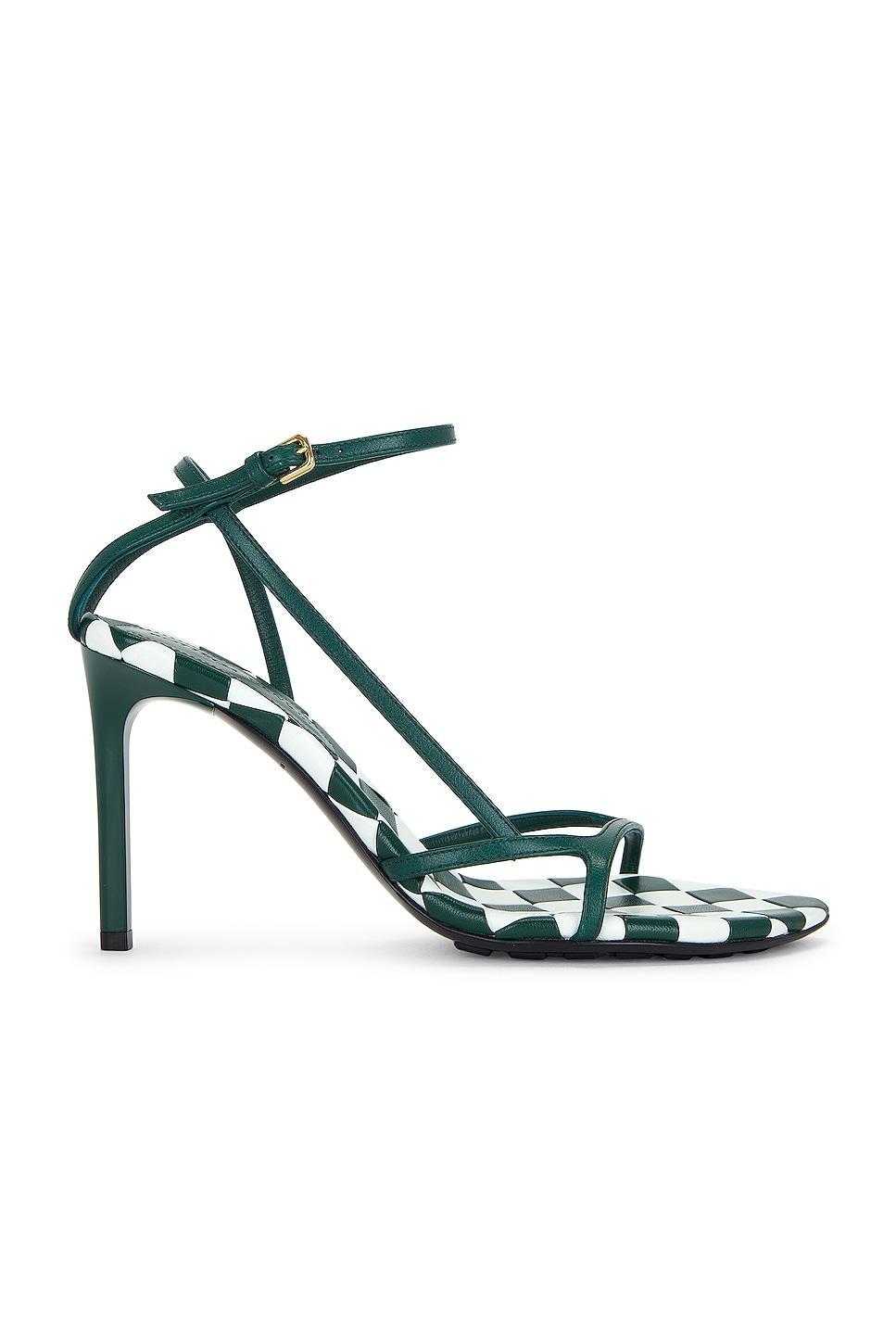 Bottega Veneta Leaf Ankle Strap Sandal in Glacier & Emerald - Dark Green. Size 41 (also in ). Product Image