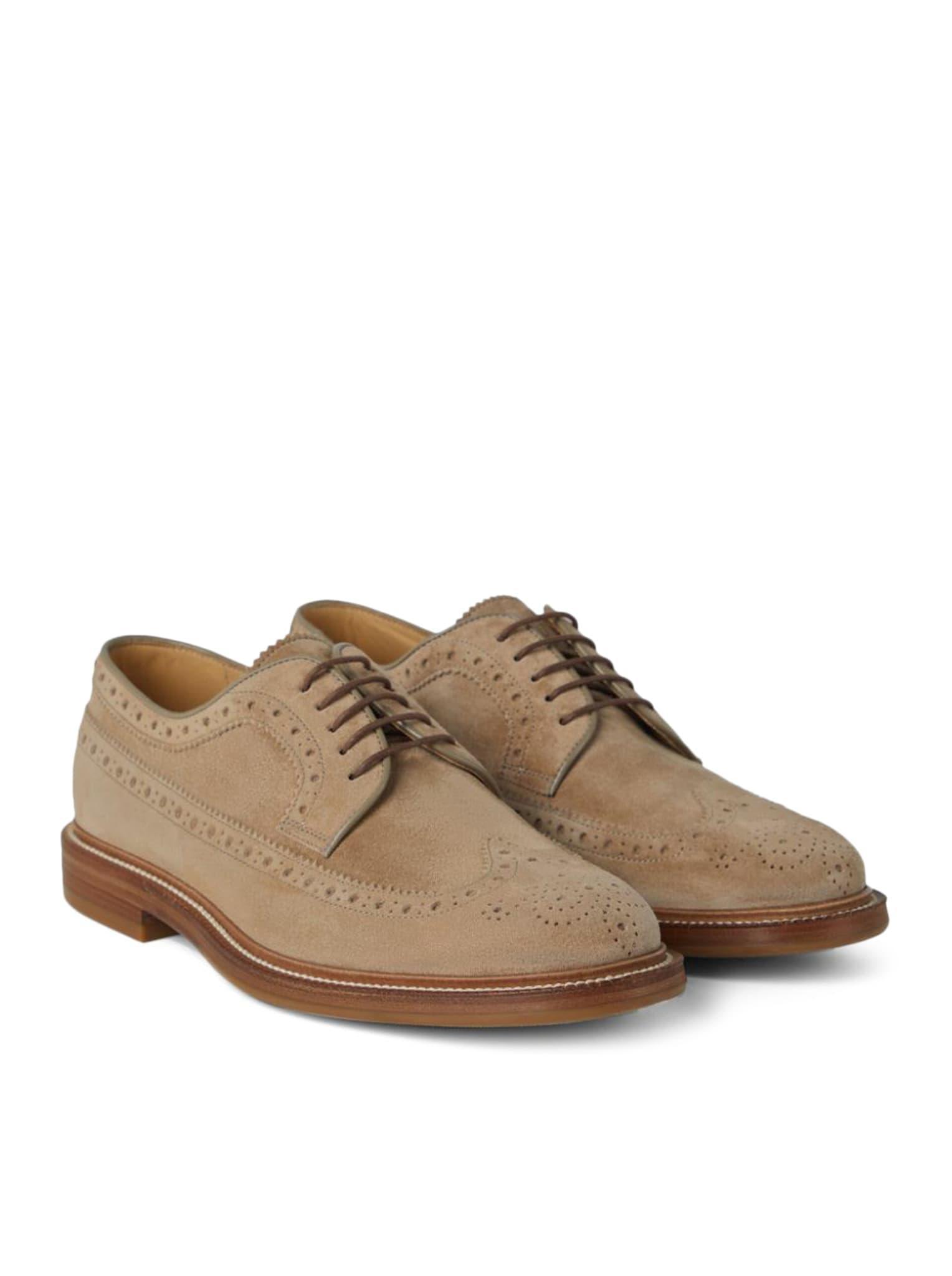 BRUNELLO CUCINELLI Longwing Brogue Derby Shoes In Nude & Neutrals Product Image