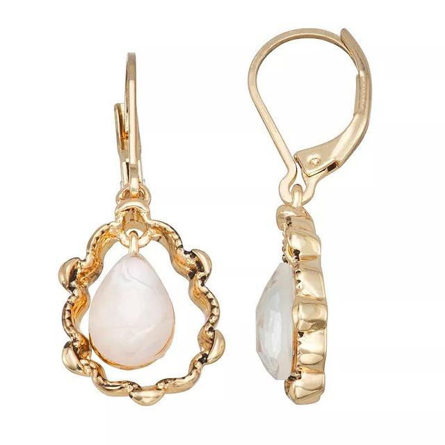 Napier Baroque Frame Orbital Drop Earrings, Womens, White Product Image