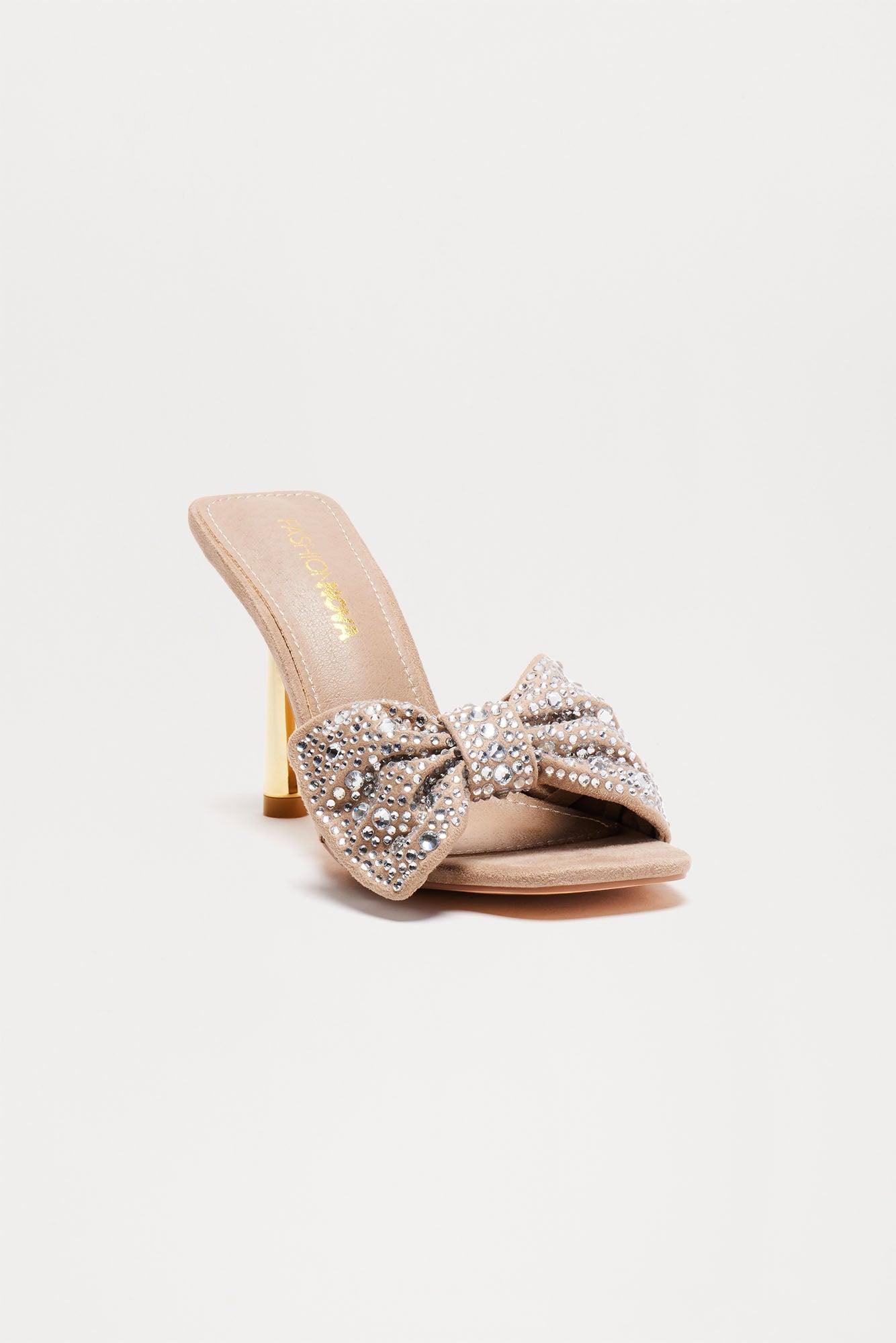 Maylin Rhinestone Heels - Taupe Product Image