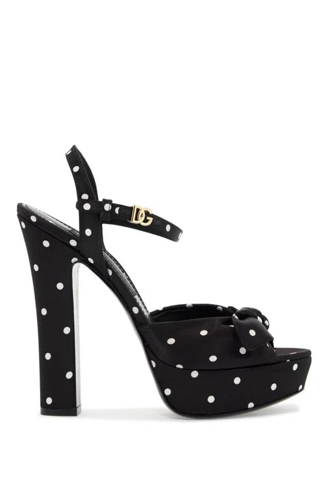 DOLCE & GABBANA Sandali Platform Keira In Raso A Pois In Black,white Product Image