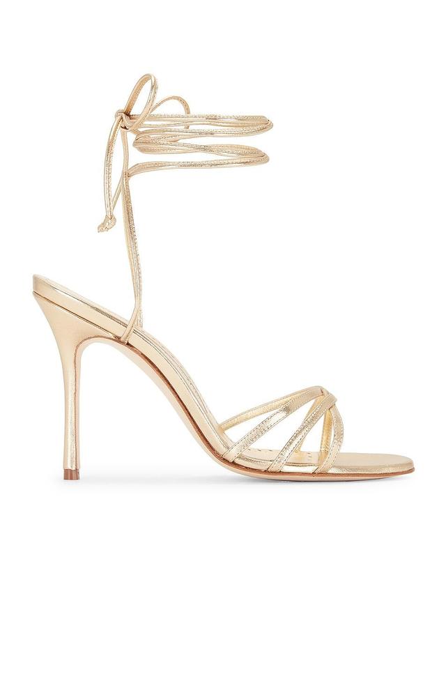 Manolo Blahnik Leather Leva 105 Sandal in Metallic Gold Product Image