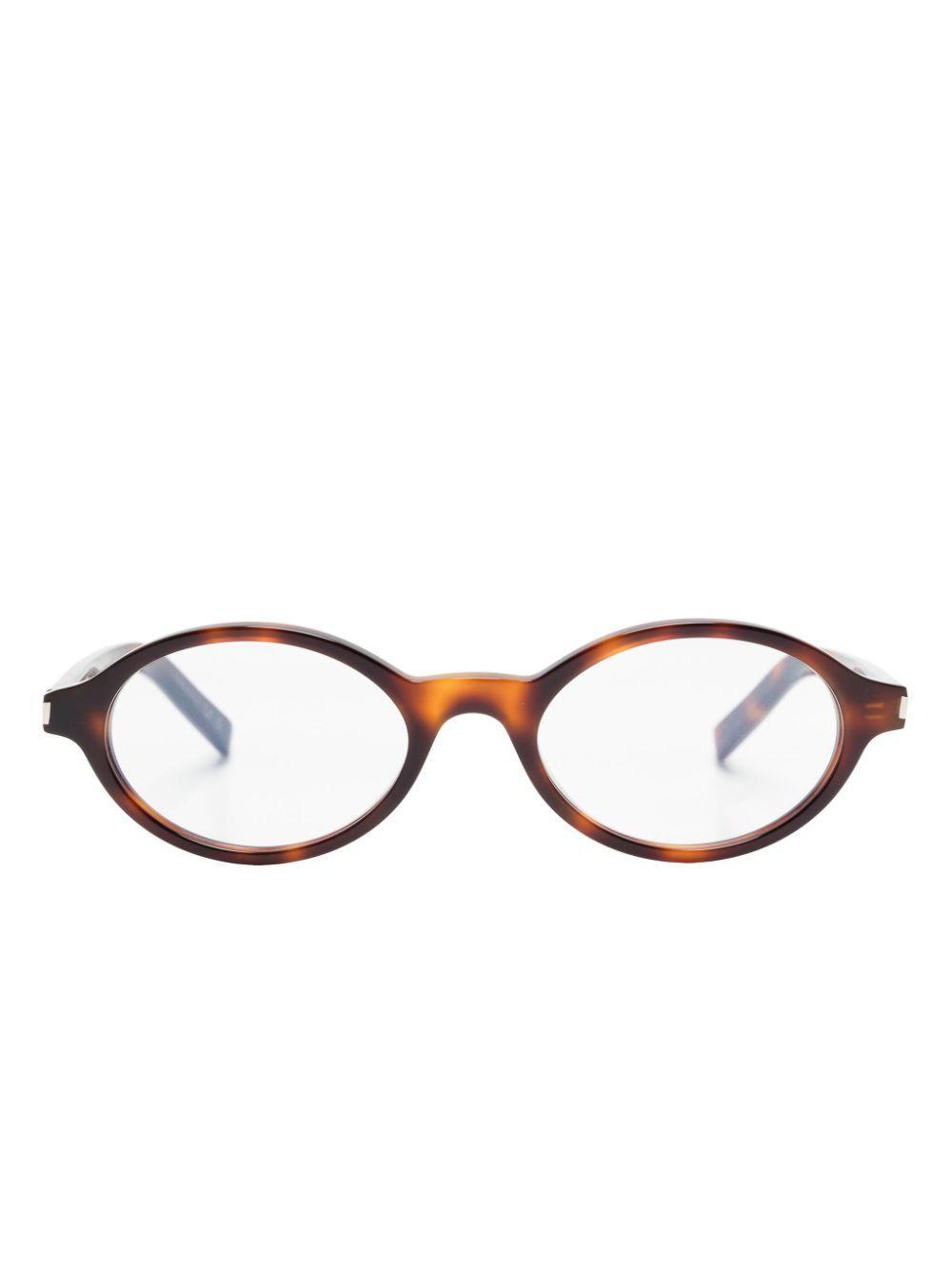 SAINT LAURENT Jeanne Oval-framed Acetate Glasses In Brown Product Image