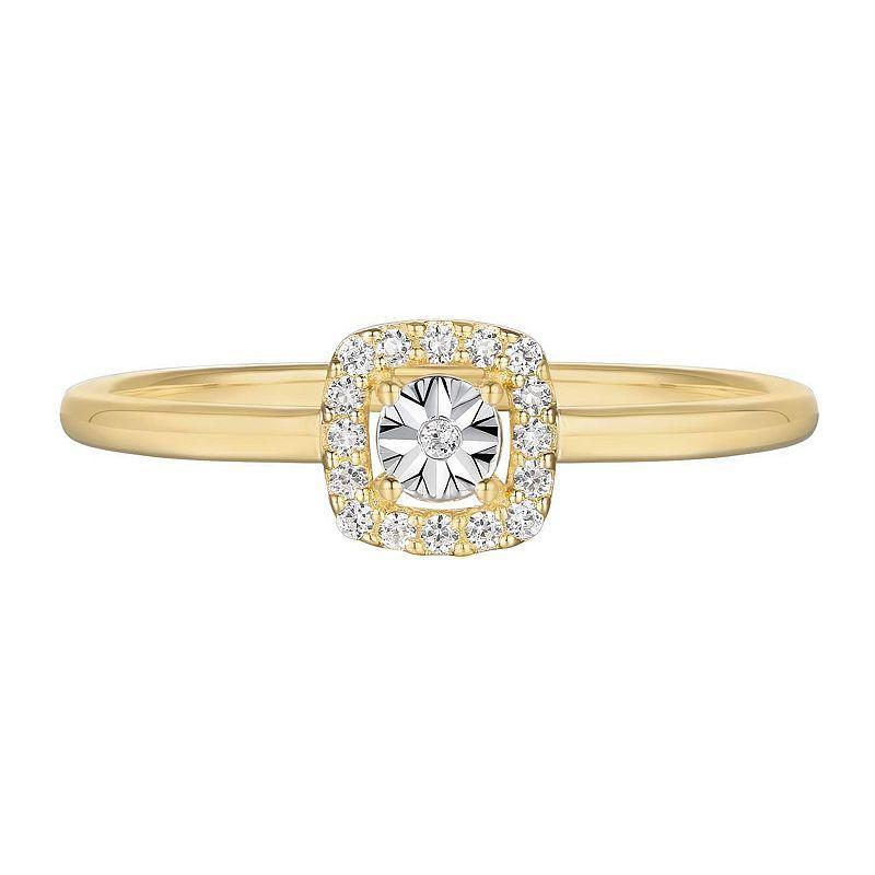 14k Gold Over Silver 1/10 Carat T.W. Diamond Halo Ring, Womens White Product Image