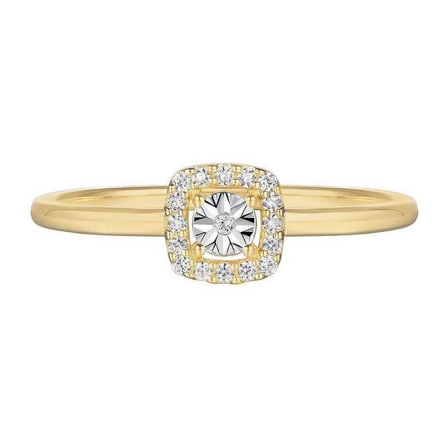 14k Gold Over Silver 1/10 Carat T.W. Diamond Halo Ring, Womens Gold Tone Product Image